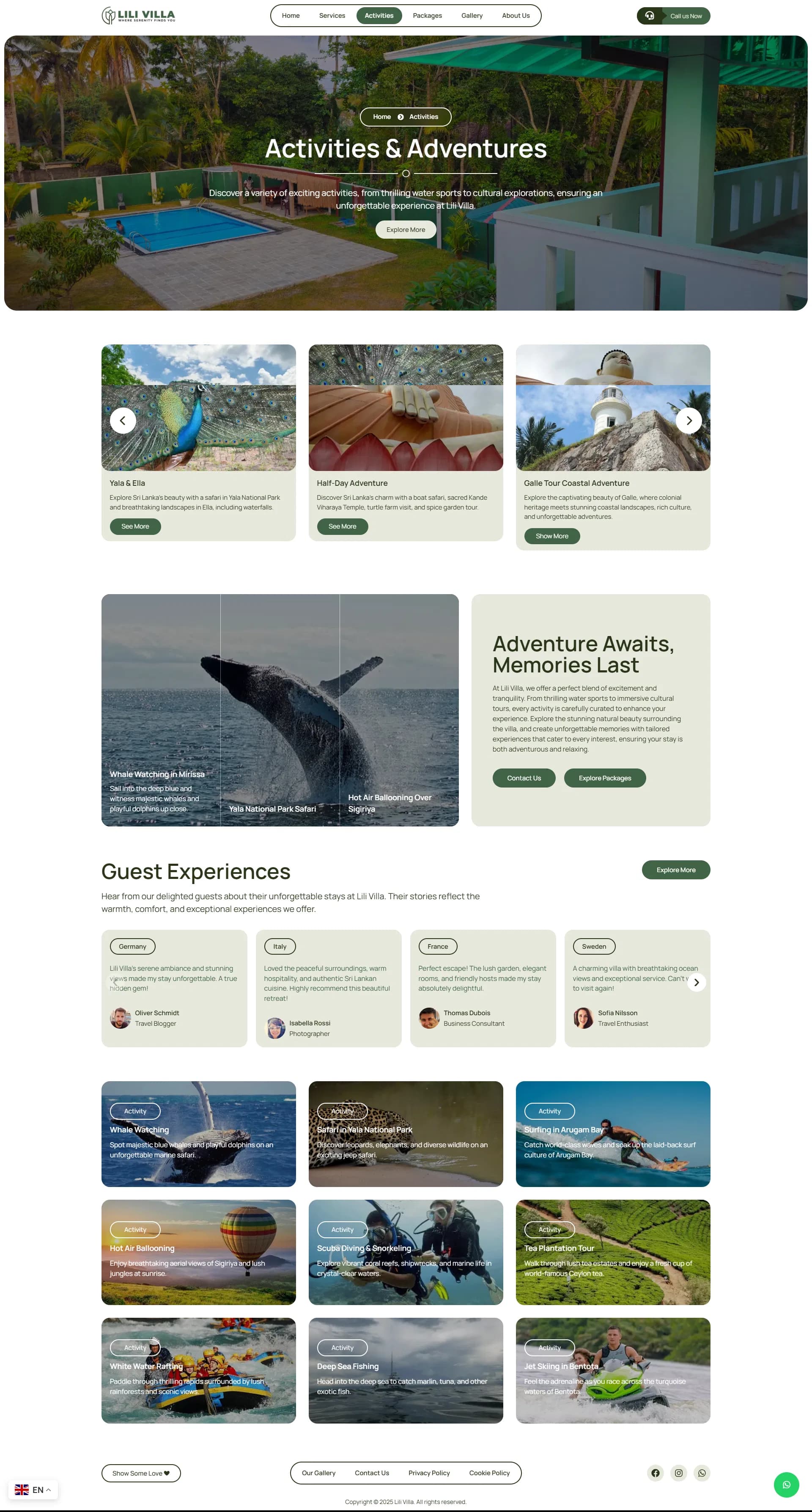 lili villa activities