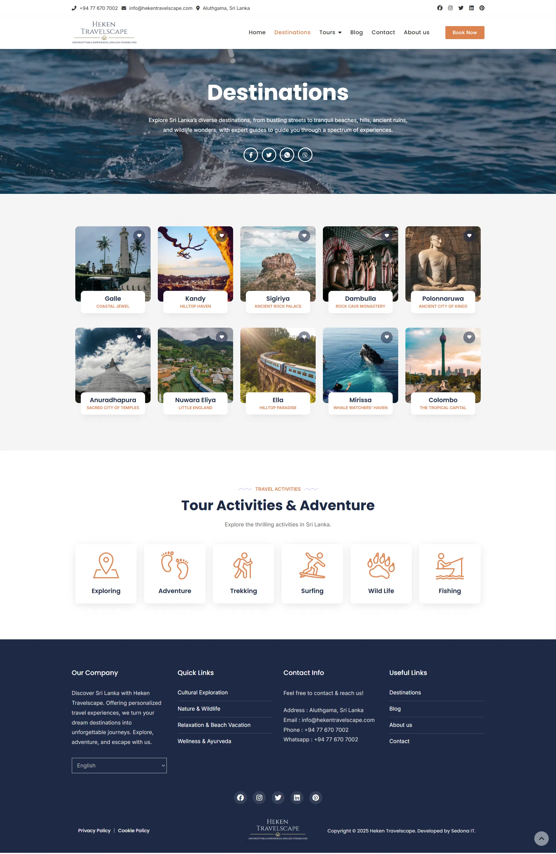 Heken Travelscape Destinations Page