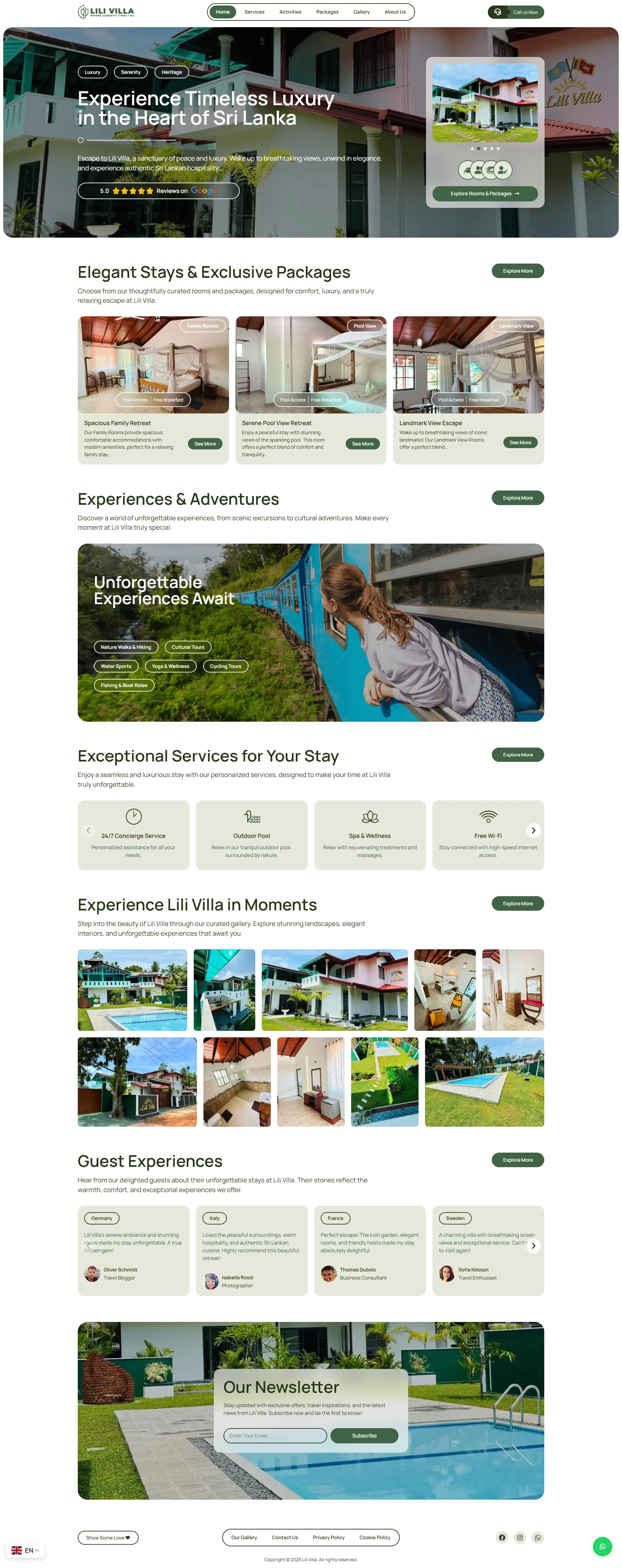 Lili Villa: Website for a Luxury Resort