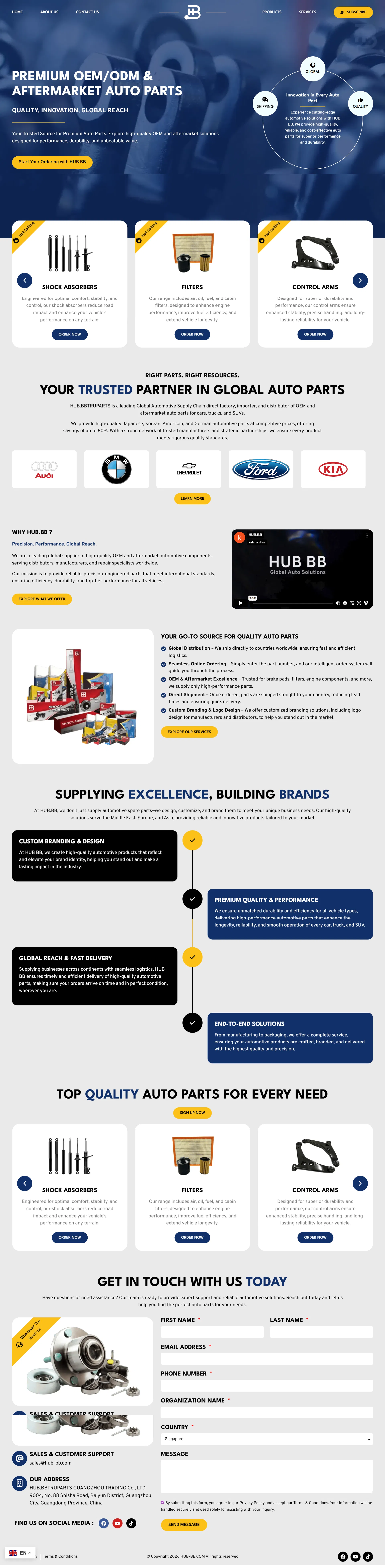 HubBB: Vehicle Parts Company Website