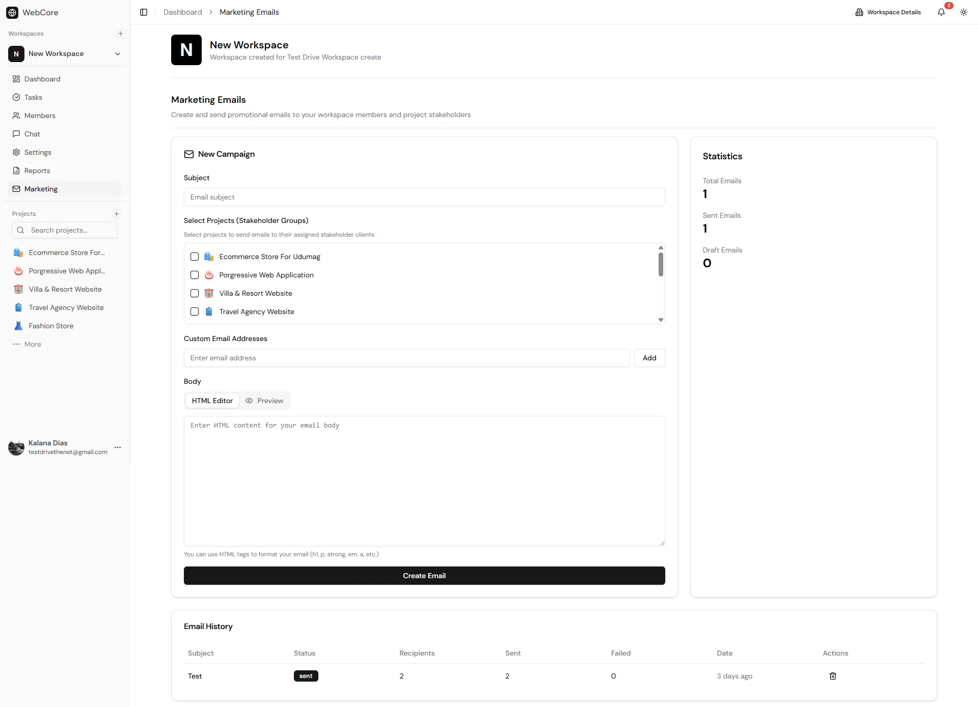 webcore marketing page